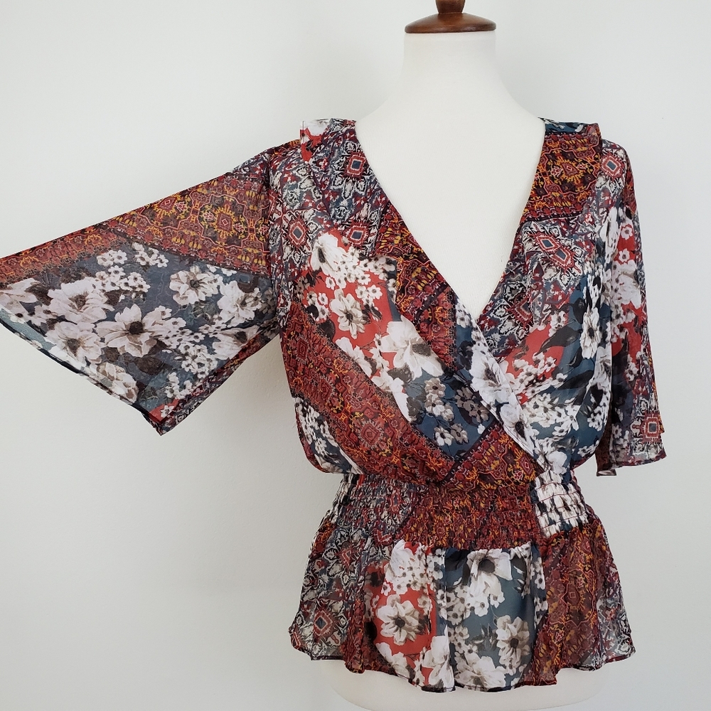 Bcbgeneration Patchwork Print Surplice Top - image 4